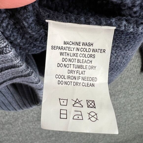 Carbon2Cobalt Mens Sweater Size L Faded Blue Full Zip Mock Neck Preppy Casual - Picture 8 of 11